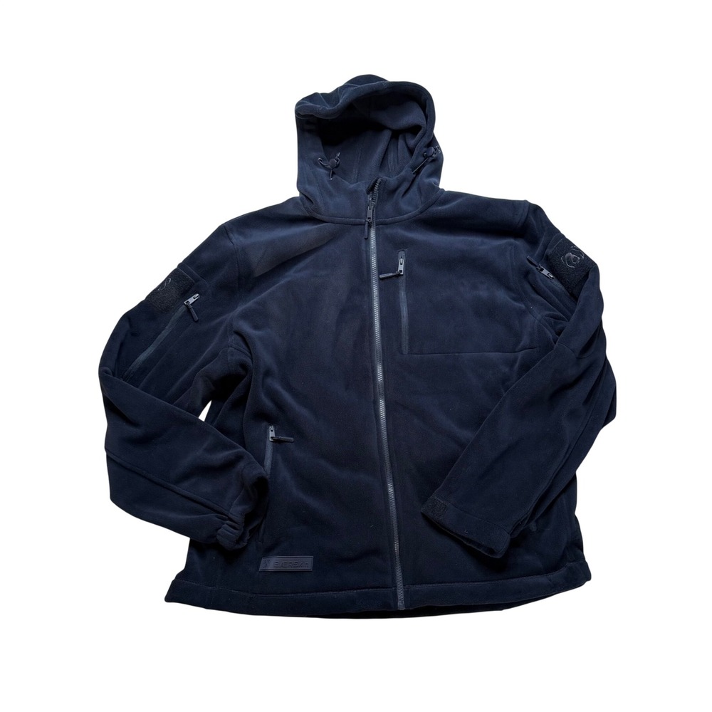 BAERSKIN Tactical Fleece Hoodie Navy Blue Multi-Pocket Men's Size Large Outdoors
